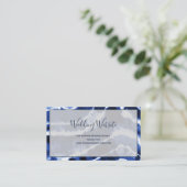 Elegant Navy Blue Marble Tie Dye Wedding Website Informatiekaartje (Staand voorkant)