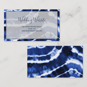Elegant Navy Blue Marble Tie Dye Wedding Website Informatiekaartje