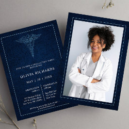 Elegant Navy Blue Medische School Afstuderen Kaart