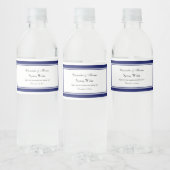 Elegant Navy Blue met plattegrond 2 waterflesetike Waterfles Etiket (Flessen)
