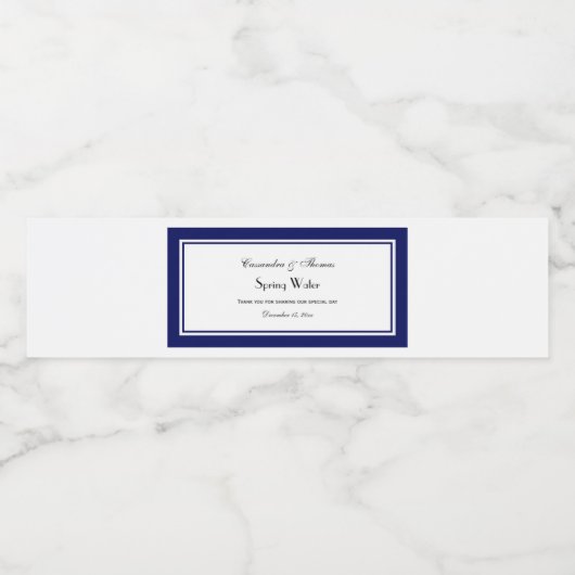 Elegant Navy Blue met plattegrond 2 waterflesetike Waterfles Etiket (Enkel label)