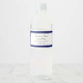 Elegant Navy Blue met plattegrond 2 waterflesetike Waterfles Etiket (Voorkant)