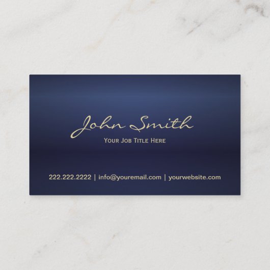Elegant Navy Blue Metallic Professional Visitekaartje (Achterkant)