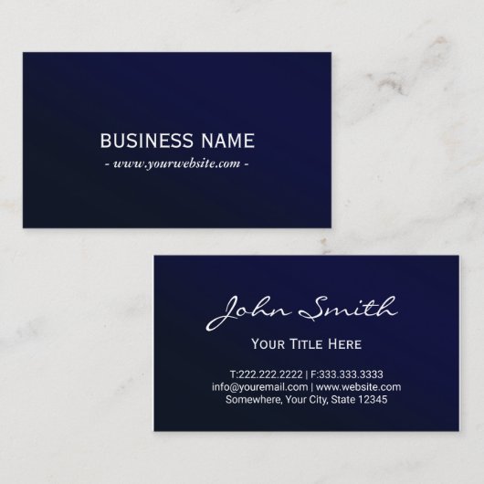 Elegant Navy Blue Metallic Professional Visitekaartje (Voorkant / Achterkant)