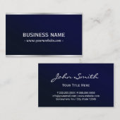 Elegant Navy Blue Metallic Professional Visitekaartje (Voorkant / Achterkant)