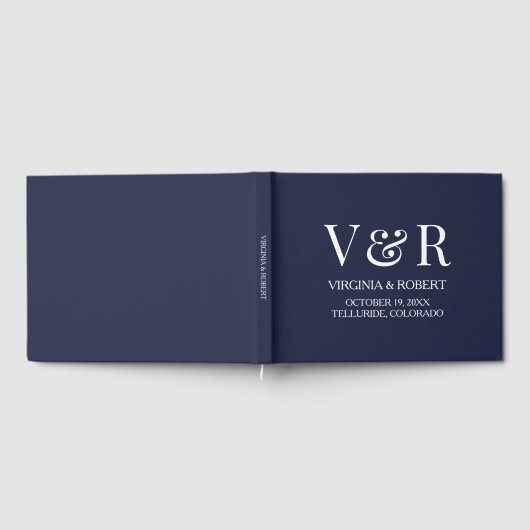 Elegant Navy Blue | Minimale bruiloft Gastenboek (Volledig)