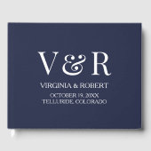 Elegant Navy Blue | Minimale bruiloft Gastenboek (Voorkant)