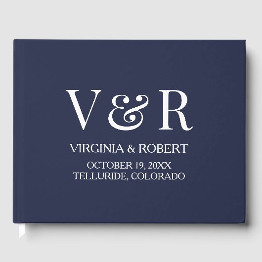Elegant Navy Blue | Minimale bruiloft Gastenboek (Voorkant)