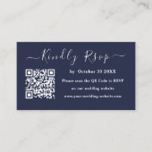 Elegant Navy Blue | Minimale bruiloft Informatiekaartje (Voorkant)