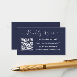 Elegant Navy Blue | Minimale bruiloft Informatiekaartje