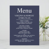 Elegant Navy Blue | Minimale bruiloft Programmakaart (Staand voorkant)