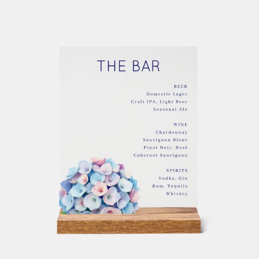 Elegant Navy Blue Minimalist Bar Menu Acryl Bord (Voorkant)