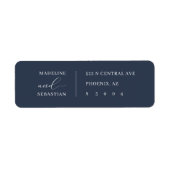 Elegant Navy Blue Minimalist Script Simple Address Etiket (Voorkant)