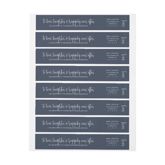 Elegant Navy Blue Minimalist Script Simple Wedding (Vel)