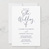 Elegant Navy Blue Minimalist Wedding Kaart (Voorkant)