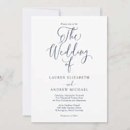 Elegant Navy Blue Minimalist Wedding Kaart
