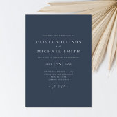 Elegant Navy Blue Minimalist Wedding Kaart