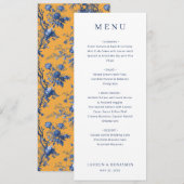Elegant Navy Blue Minimalist Wedding Menu (Voorkant / Achterkant)