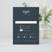 Elegant Navy Blue Minimalist Wedding RSVP Kaartje (Staand voorkant)