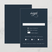 Elegant Navy Blue Minimalist Wedding RSVP Kaartje (Voorkant / Achterkant)