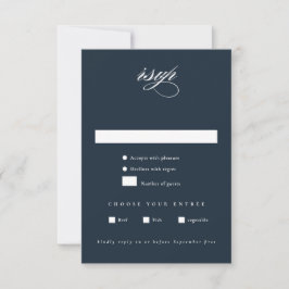 Elegant Navy Blue Minimalist Wedding RSVP Kaartje