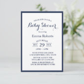 Elegant Navy Blue Minimalistisch Baby shower Kaart (Staand voorkant)