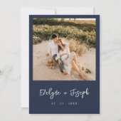 Elegant Navy Blue Minimalistische moderne foto bru Kaart (Achterkant)