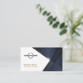 Elegant Navy Blue Modern Gold Line Professional Bu Visitekaartje (Staand voorkant)