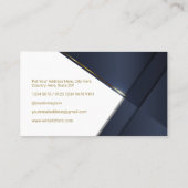 Elegant Navy Blue Modern Gold Line Professional Bu Visitekaartje (Achterkant)