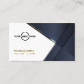 Elegant Navy Blue Modern Gold Line Professional Bu Visitekaartje (Voorkant)