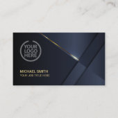 Elegant Navy Blue Modern Gold Line Professional Visitekaartje (Voorkant)