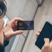 Elegant Navy Blue Modern Gold Line Professional Visitekaartje