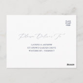 Elegant Navy Blue Modern Minimal Wedding RSVP Briefkaart (Achterkant)