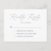 Elegant Navy Blue Modern Minimal Wedding RSVP Briefkaart (Voorkant)