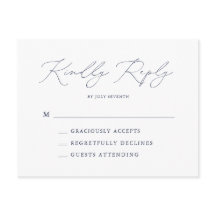 Elegant Navy Blue Modern Minimal Wedding RSVP