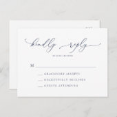 Elegant Navy Blue Modern Minimal Wedding RSVP Post Briefkaart (Voorkant / Achterkant)