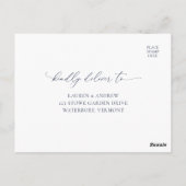 Elegant Navy Blue Modern Minimal Wedding RSVP Post Briefkaart (Achterkant)