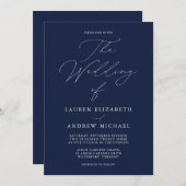 Elegant Navy Blue Modern minimalist Wedding Invita Kaart (Voorkant / Achterkant)