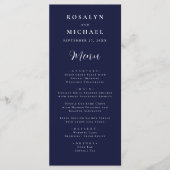 Elegant Navy Blue Modern Minimalist Wedding Menu (Voorkant)