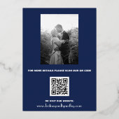 Elegant Navy Blue Modern QR Code Foto Folie Uitnodiging (Achterkant)