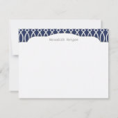 Elegant Navy Blue Modern Trellis Monogrammed Kaart (Achterkant)