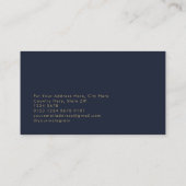 Elegant Navy Blue | Moderne Gold Line Professional Visitekaartje (Achterkant)