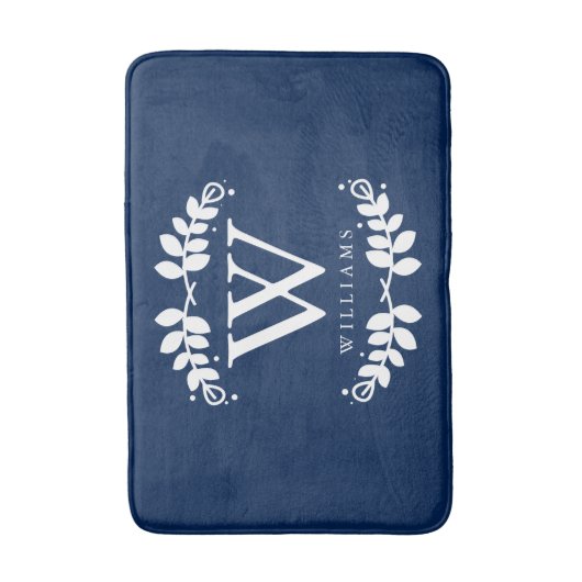 Elegant Navy Blue Monogram Badmat (Voorkant Verticaal)