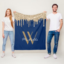 Elegant Navy Blue Monogram Driving Glitter Name