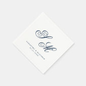 Elegant Navy Blue Monogram Initialen Weddenschap Servet (Hoek)