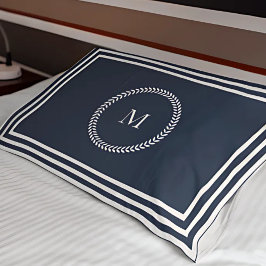 Elegant Navy Blue Monogram met wit Lijst Kussensloop