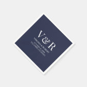 Elegant Navy Blue Monogram | Minimale bruiloft Servet (Hoek)
