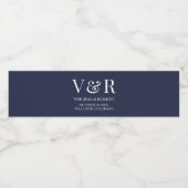 Elegant Navy Blue Monogram | Minimale bruiloft Waterfles Etiket (Enkel label)