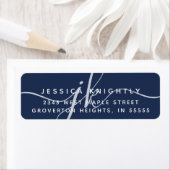 Elegant Navy Blue Monogram Script Initialen Etiket (Insitu)