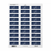 Elegant Navy Blue Monogram Script Initialen Etiket (Full Sheet)